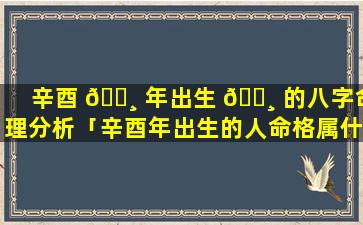 辛酉 🕸 年出生 🕸 的八字命理分析「辛酉年出生的人命格属什么命」